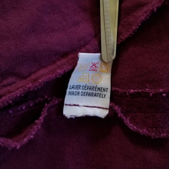 Burgundy, soft cotton velvet jacket, blazer, Reitmans, vintage 90s/early 2000s - Picture 8 of 10